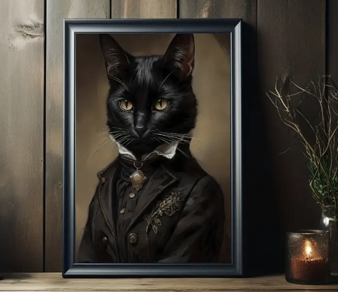 Gentleman Black Cat Canvas Print