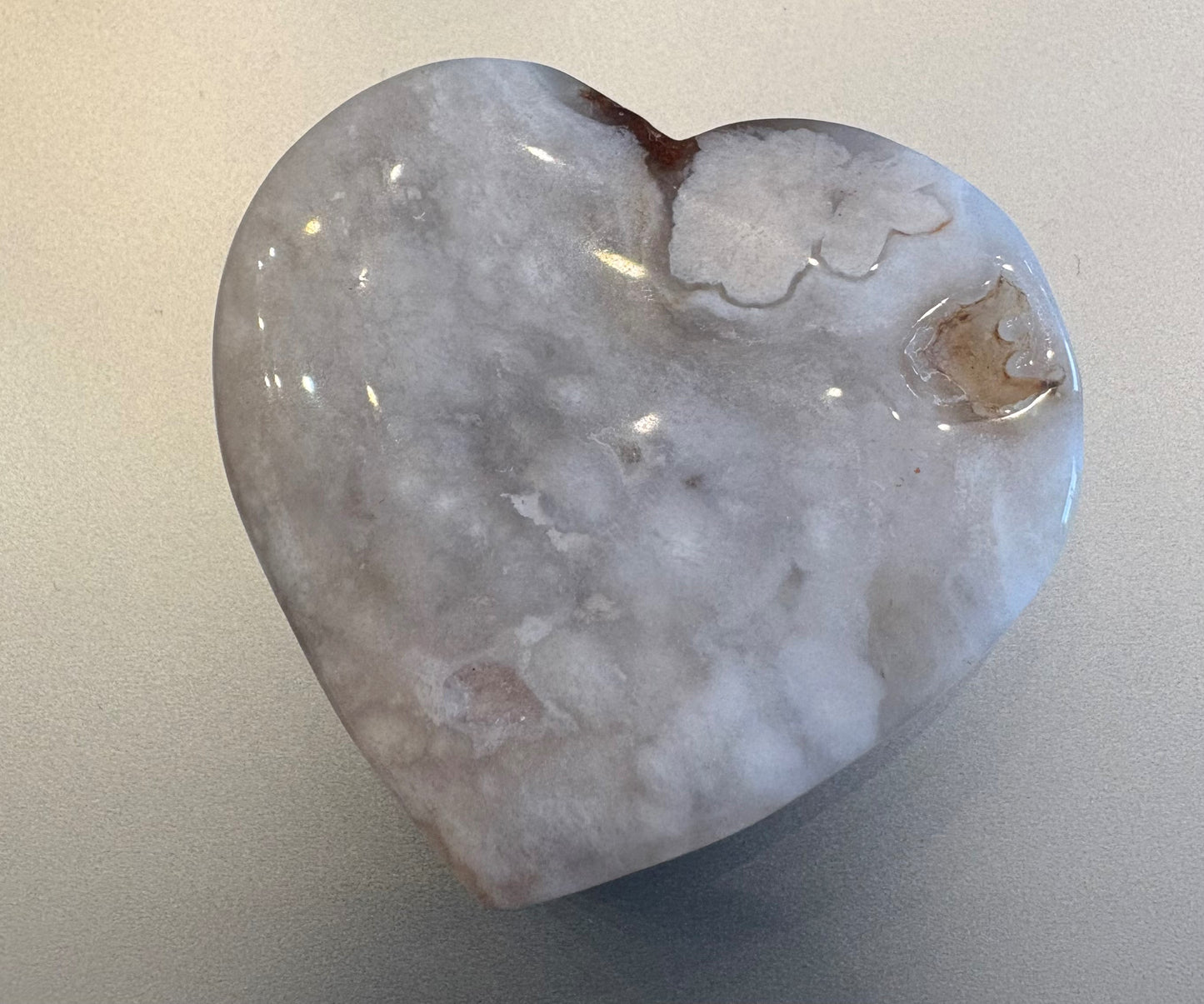 Flower Agate Heart 61g β Embrace Growth, Healing & Emotional Balance