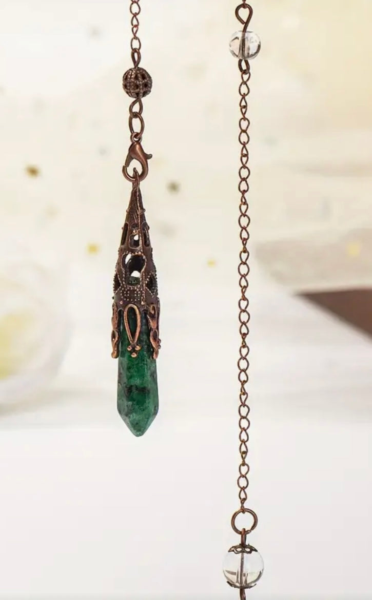 Antique Style Filigree Crystal Pendulums - Variety of Crystals Available