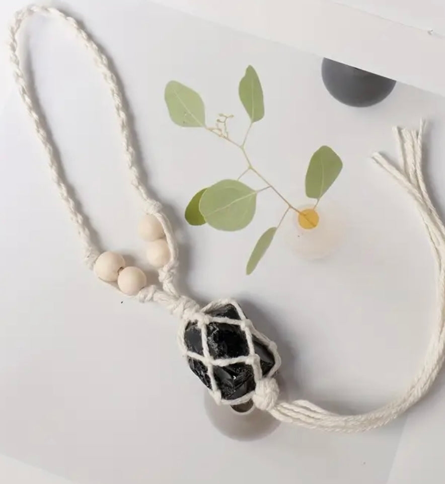 Car Hanger with Raw Specimen - Variety of Crystals Available