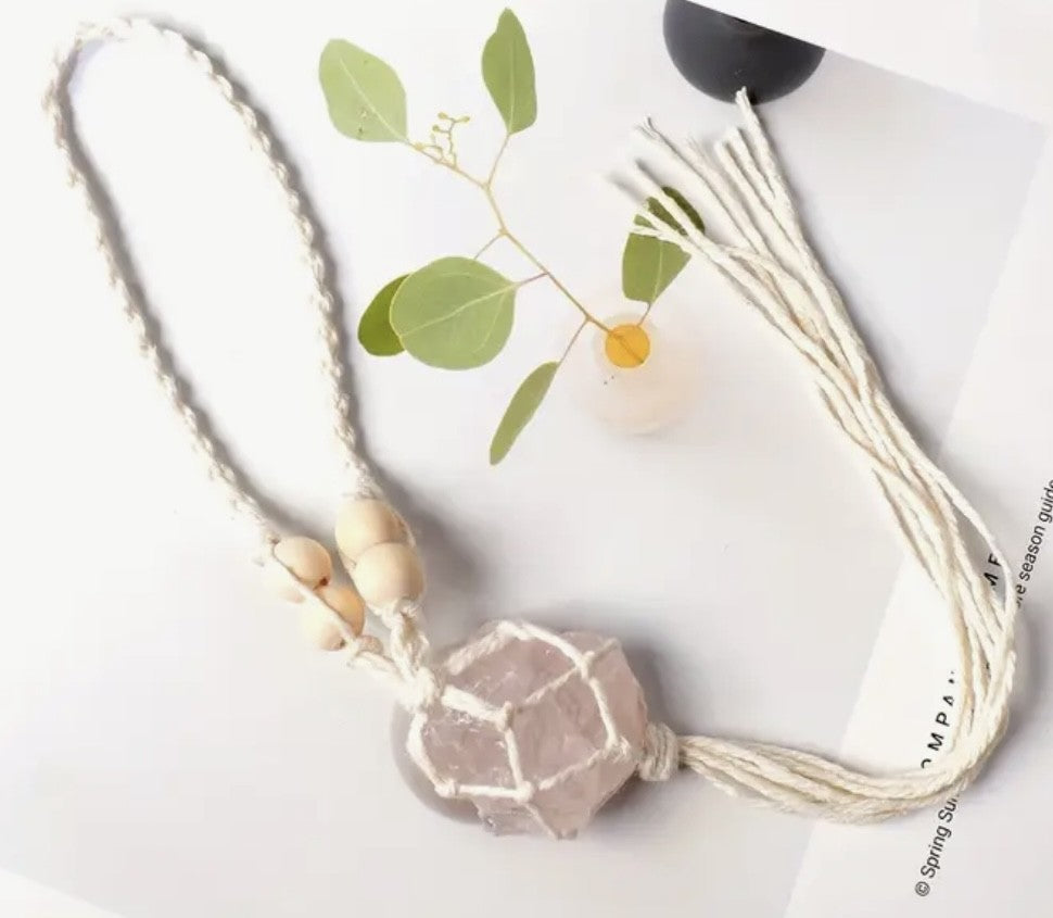 Car Hanger with Raw Specimen - Variety of Crystals Available