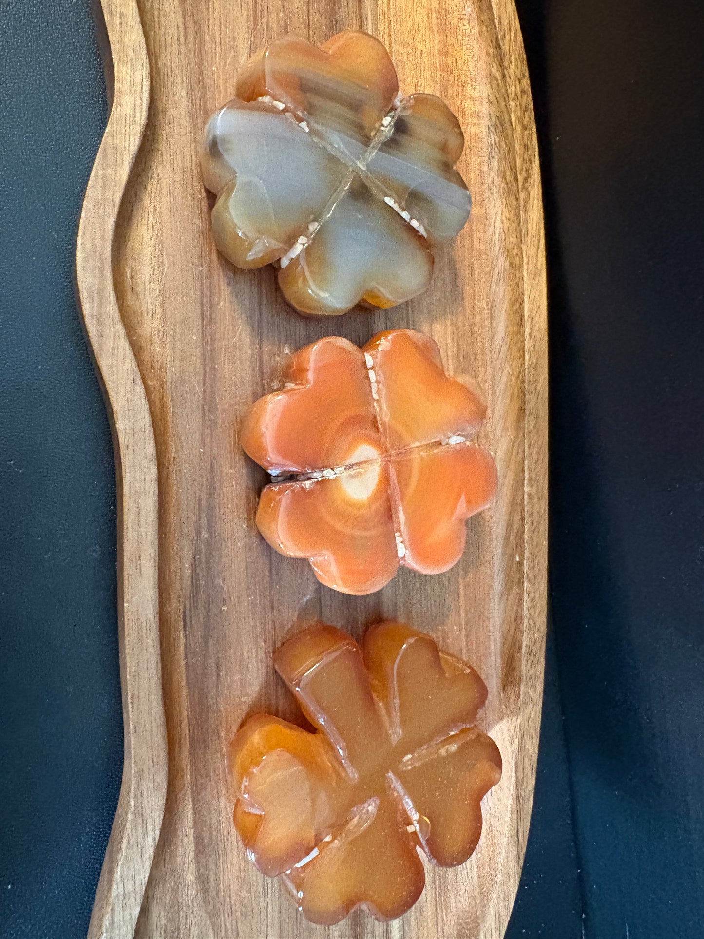 Carnelian Four Leaf Clovers