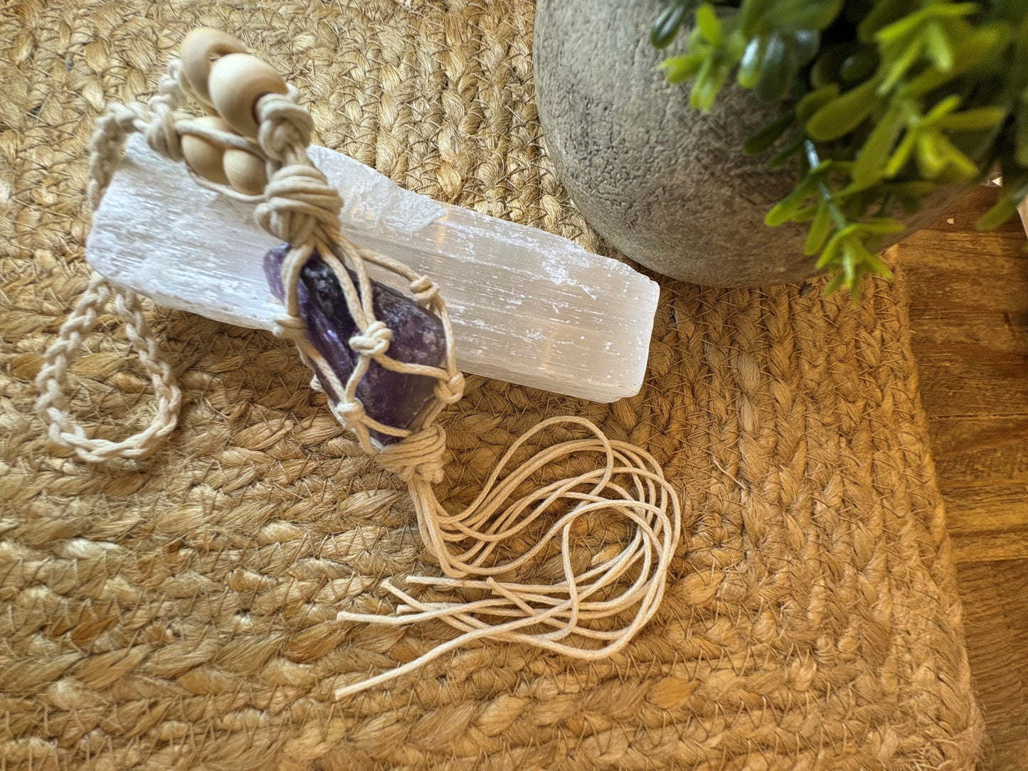 Car Hanger with Raw Specimen - Variety of Crystals Available