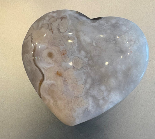 Flower Agate Heart 61g – Embrace Growth, Healing & Emotional Balance