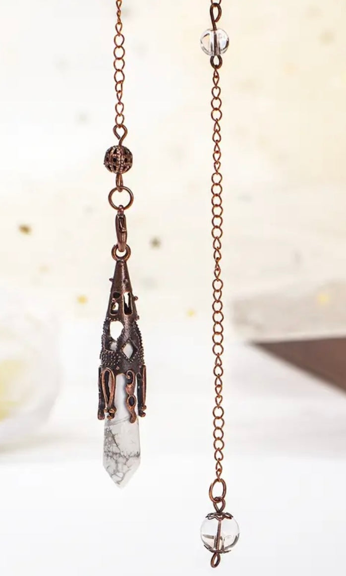 Antique Style Filigree Crystal Pendulums - Variety of Crystals Available