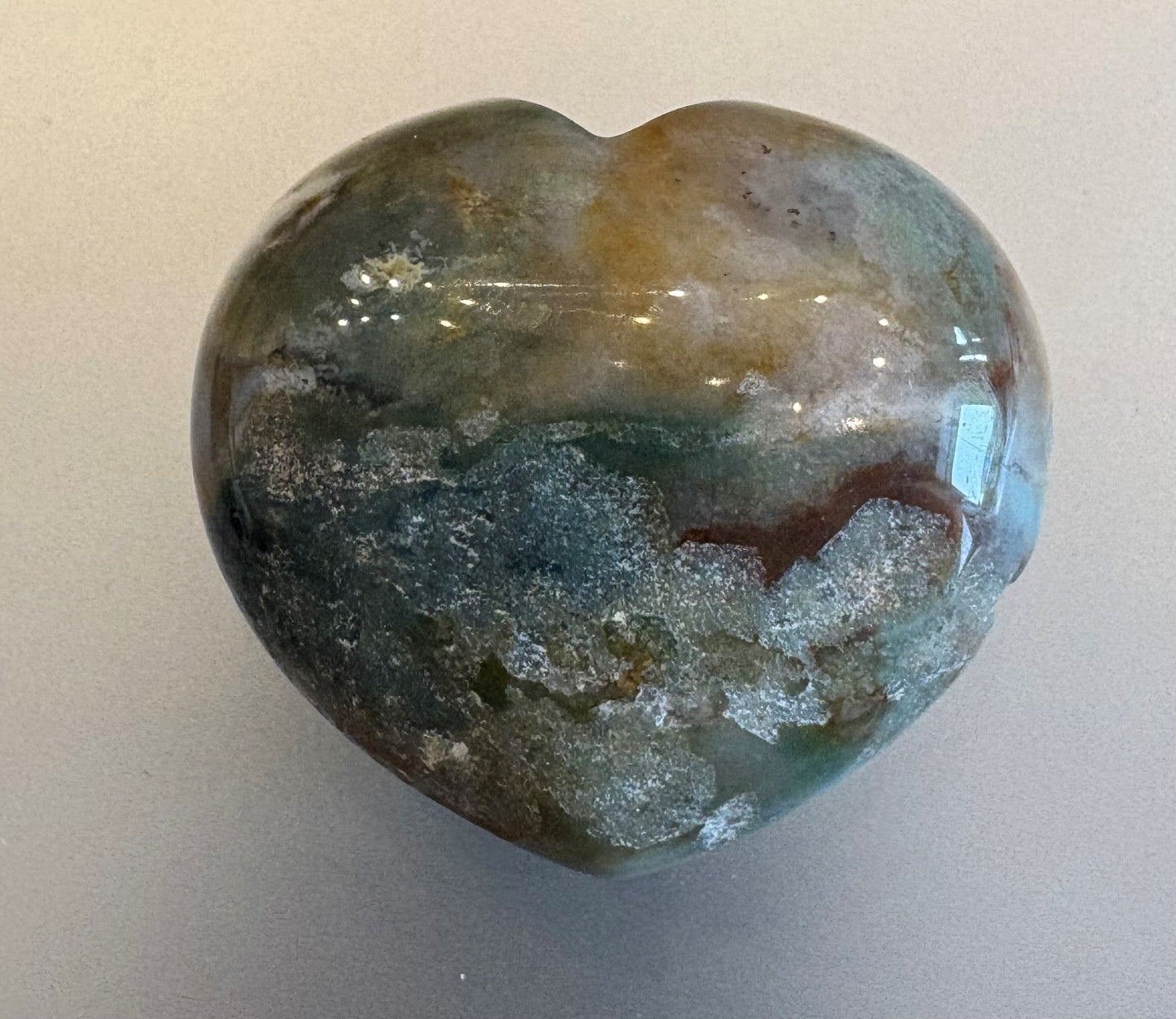 Moss Agate Heart 65g - Abundance, Growth & Emotional Healing